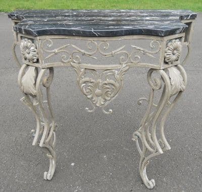 Marble Top Metal Base Console Table