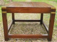 Military Style Square Top Mahogany Coffee Table