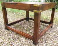 Military Style Square Top Mahogany Coffee Table