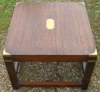 Military Style Square Top Mahogany Coffee Table