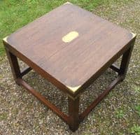 Military Style Square Top Mahogany Coffee Table