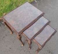 Nest of Three Burr Walnut Top Coffee Tables
