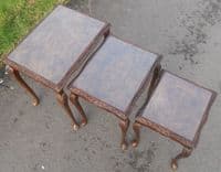 Nest of Three Burr Walnut Top Coffee Tables