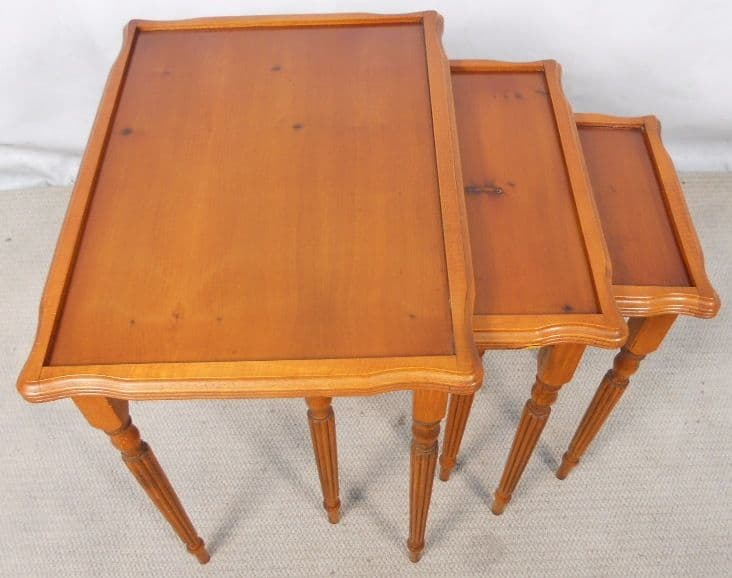 Nest of Three Coffee Tables in Yew Wood SOLD