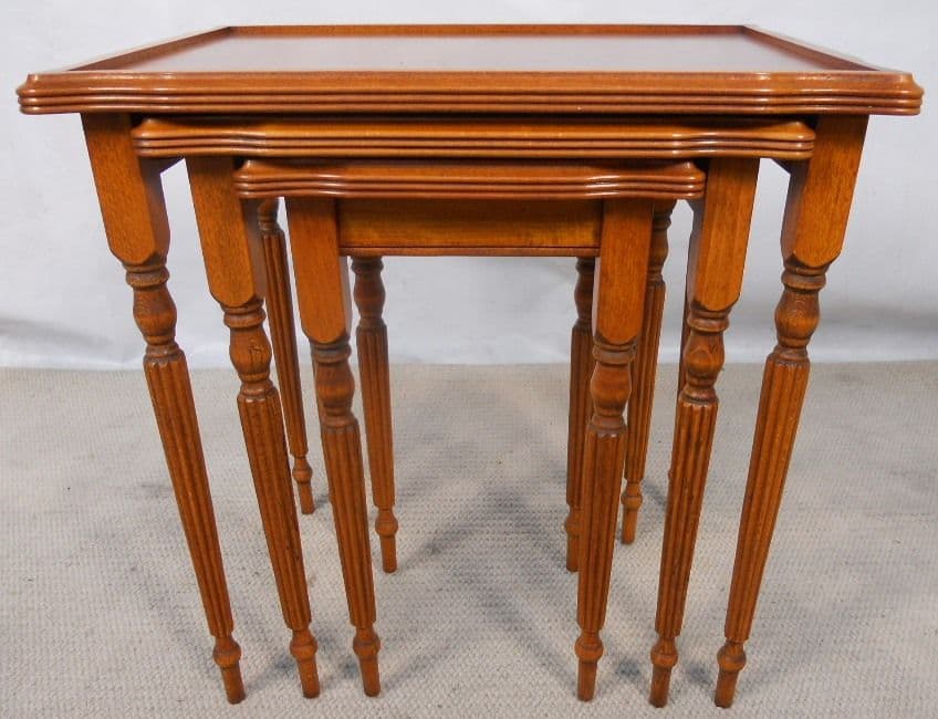 Nest of Three Coffee Tables in Yew Wood SOLD