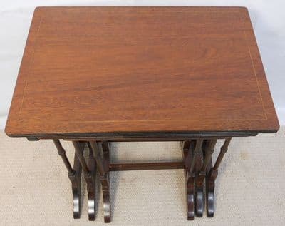 Nest of Three Inlaid Mahogany Coffee Tables