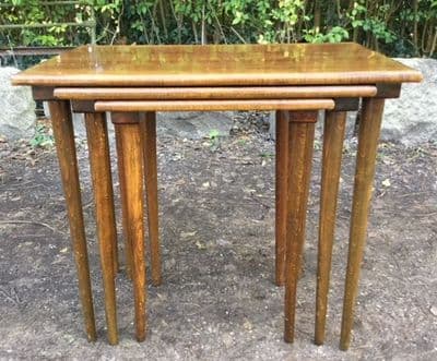 Nest of Three Polished Teak Coffee Tables