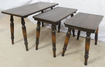 Nest of Three Rectangular Oak Coffee Tables