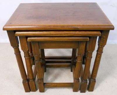 Nest of Three Reproduction Oak Coffee Tables