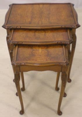Nest of Three Walnut Coffee Tables by Reprodux - SOLD