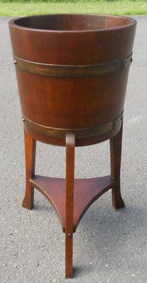 Oak Barrel Shaped Plant Stand