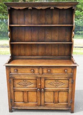 Oak Dresser Antique Style Plate Rack Back