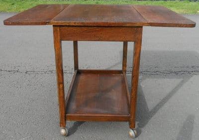 Oak Dropleaf Tea Trolley