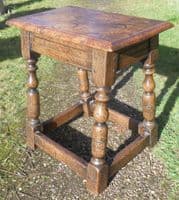 Oak Joint Stool with Turned Legs