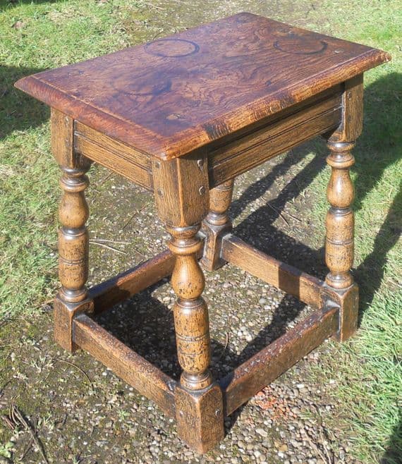Oak Joint Stool with Turned Legs