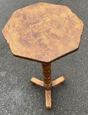 Oak Pedestal Table Stand with Octagonal Top