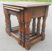 Oak Reproduction Nest of Three Coffee Tables
