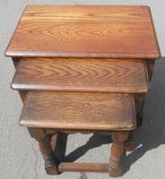 Oak Reproduction Nest of Three Coffee Tables