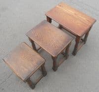 Oak Reproduction Nest of Three Coffee Tables