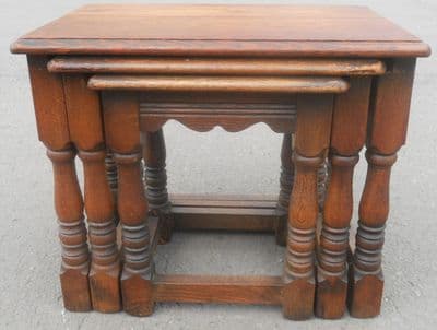 Oak Reproduction Nest of Three Coffee Tables