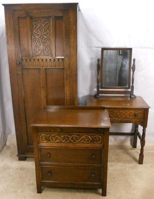Oak Three Piece Small Bedroom Suite - SOLD