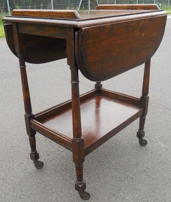 Oak Two Tier Dropleaf Tea Trolley