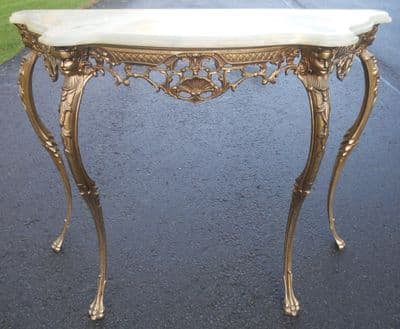 Onyx Top Metal Base Console Table