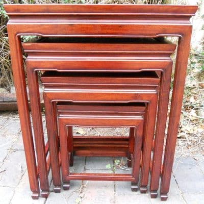 Oriental Hardwood Nest of Four Graduated Coffee Tables