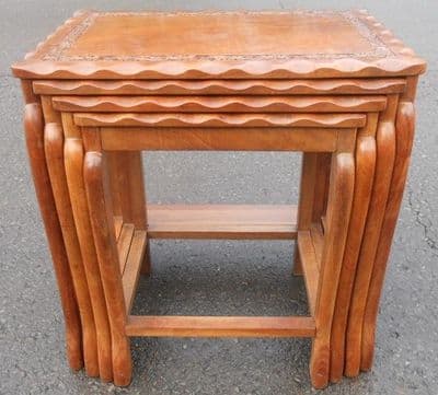 Oriental Nest of Four Hardwood Coffee Tables