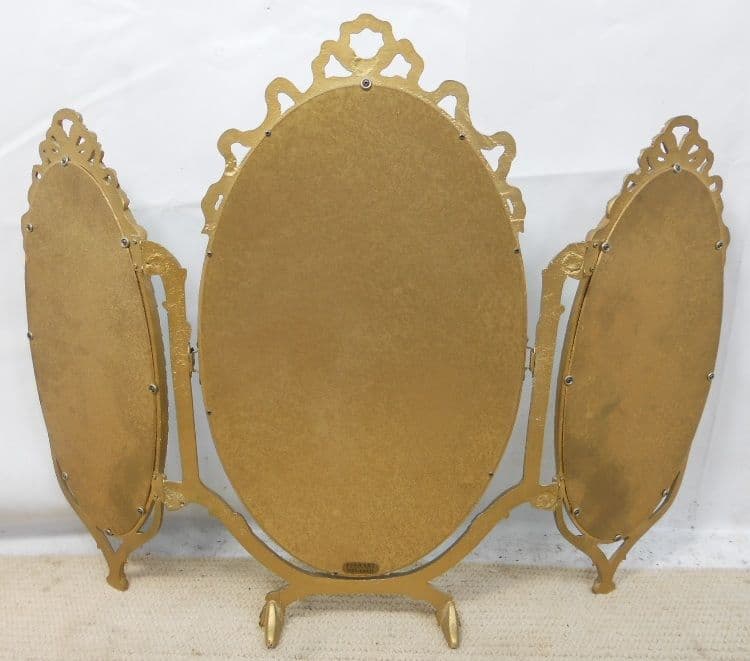 slim fit dress slacks Ornate Gold Triple Dressing Table Mirror 55cm x 74cm – Windsor Browne main image 1