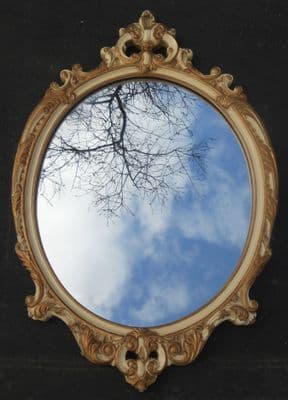 Oval Carved Gilt Hanging Wall Mirror