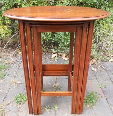 Oval Mahogany Nest of Coffee Tables