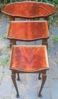 Oval Mahogany Nest of Three Coffee Tables