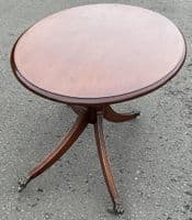 Oval Mahogany Pedestal Coffee Table with Brass Paw Feet