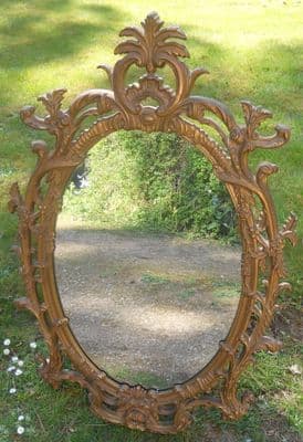 Oval Ornate Gilt Hanging Wall Mirror