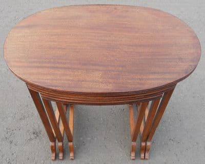 Oval Top Mahogany Nest of Three Coffee Tables