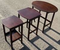 Oval Top Mahogany Nest Three Coffee Tables
