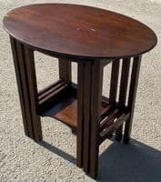 Oval Top Mahogany Nest Three Coffee Tables