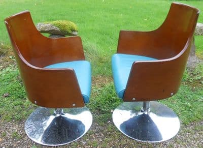 Pair 1960's Swivel Chairs