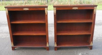 Pair Antique Style Mahogany Open Bookcases