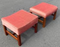 Pair Georgian Style Upholstered Stools