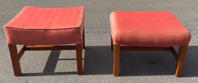 Pair Georgian Style Upholstered Stools