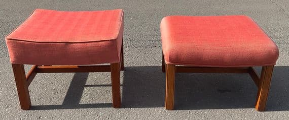 Pair Georgian Style Upholstered Stools
