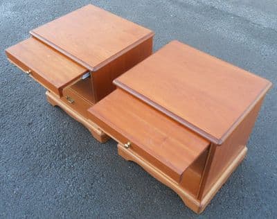 Pair Light Teak Bedside Chests by Stag