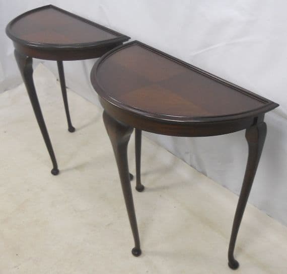 Pair Mahogany Bowfront Console Tables - SOLD