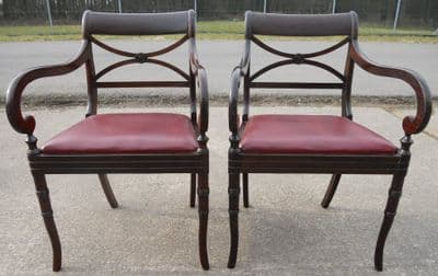 Pair Mahogany Carver Desk Armchairs