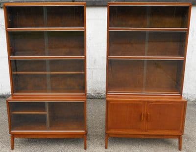 Pair Mahogany Glass Fronted Bookcases by Minty - SOLD