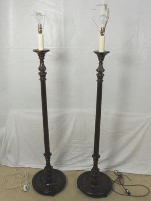 Pair Mahogany Standard Column Lamps - SOLD