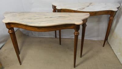 Pair Marble Top Console Tables - SOLD