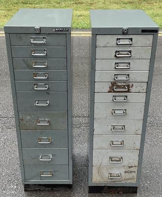 Pair Metal Narrow Storage Drawers